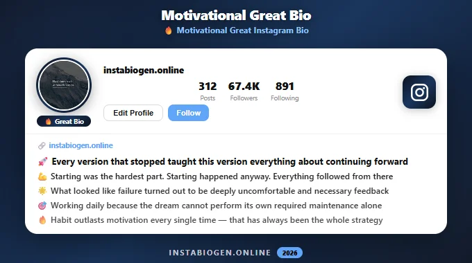 Motivational Great Instagram Bio
